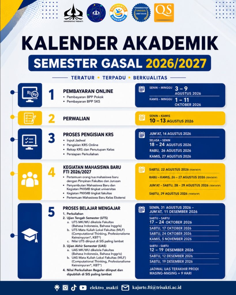 Kalender Akademik Semester Gasal Tahun Akademik 2026/2027 Telah Ditetapkan